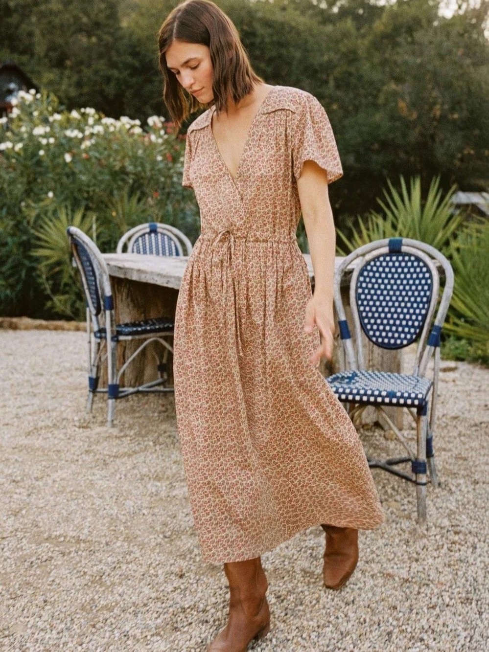 Christy Dawn Floral Midi Dress in Berry Ditsy Red - Picture 4 of 4